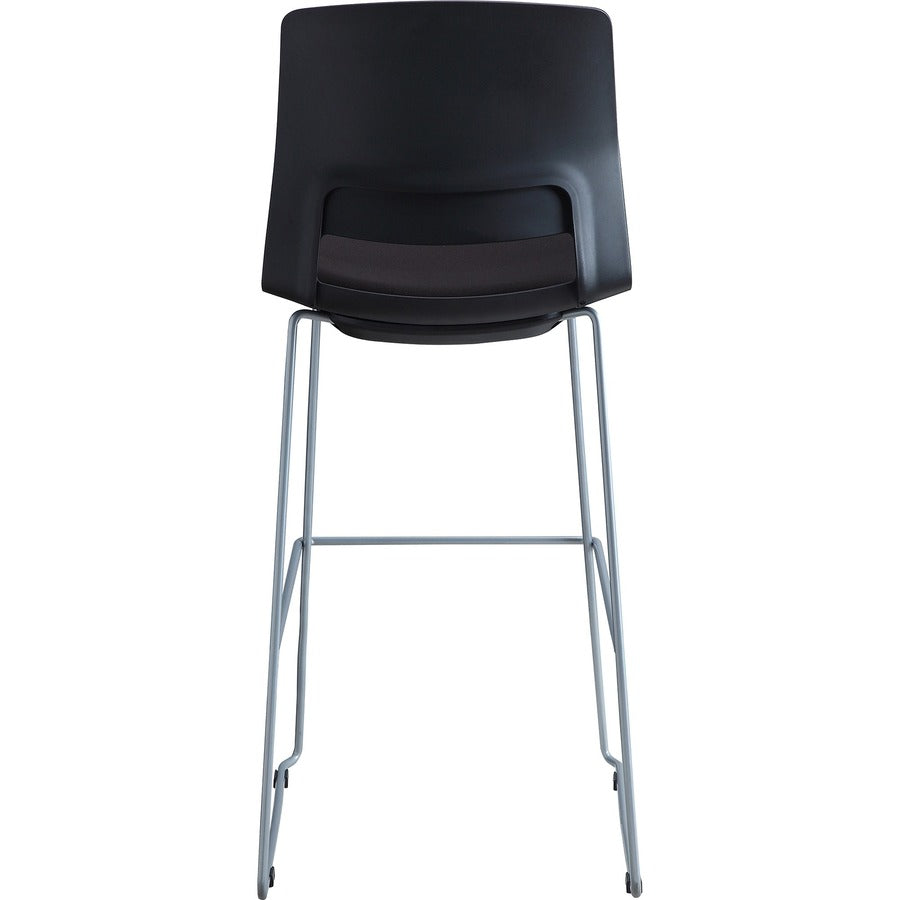 Lorell Arctic Series Bar Stools - Black Fabric, Foam Seat - Black Back - 2 / Carton