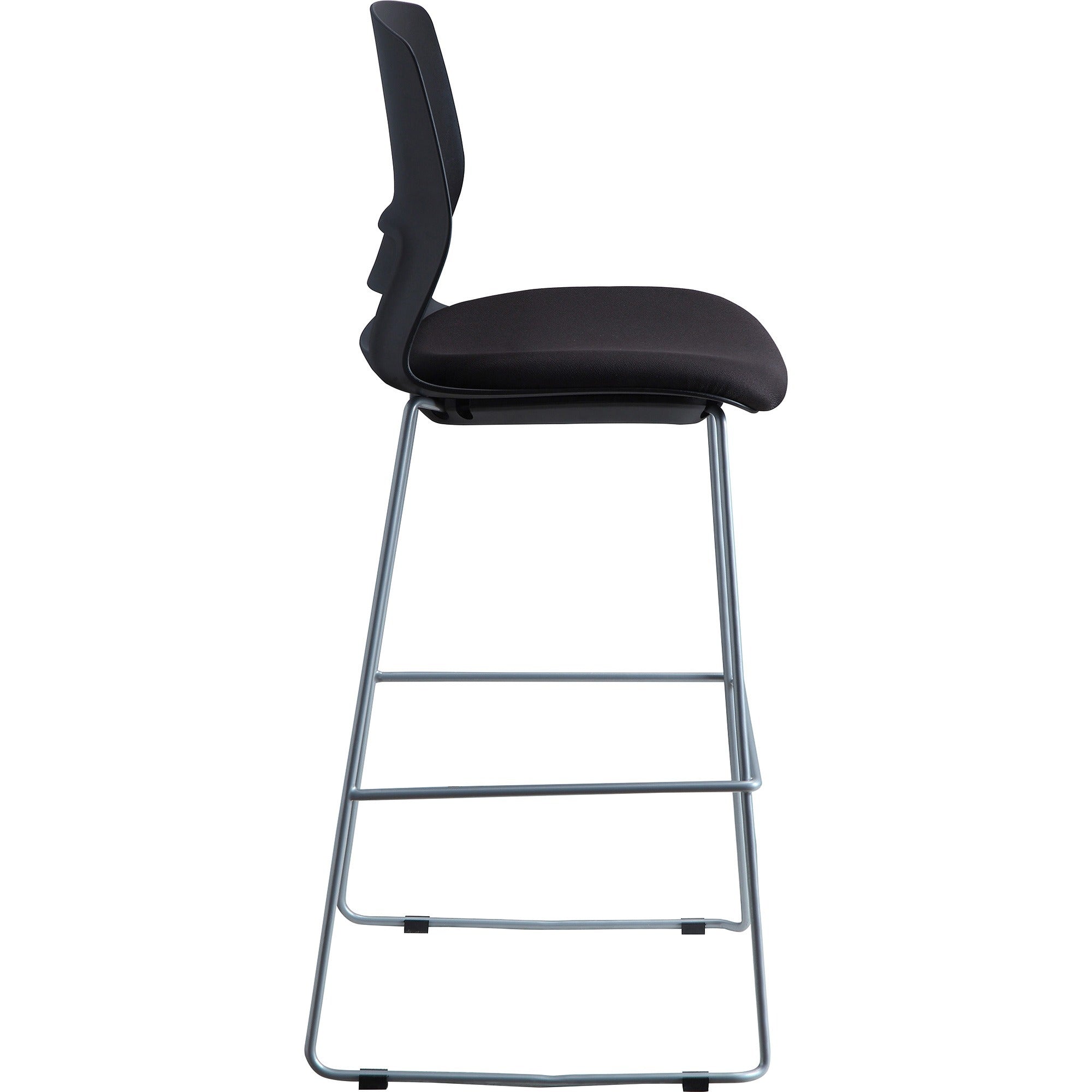 Lorell Arctic Series Bar Stools - Black Fabric, Foam Seat - Black Back - 2 / Carton - 3