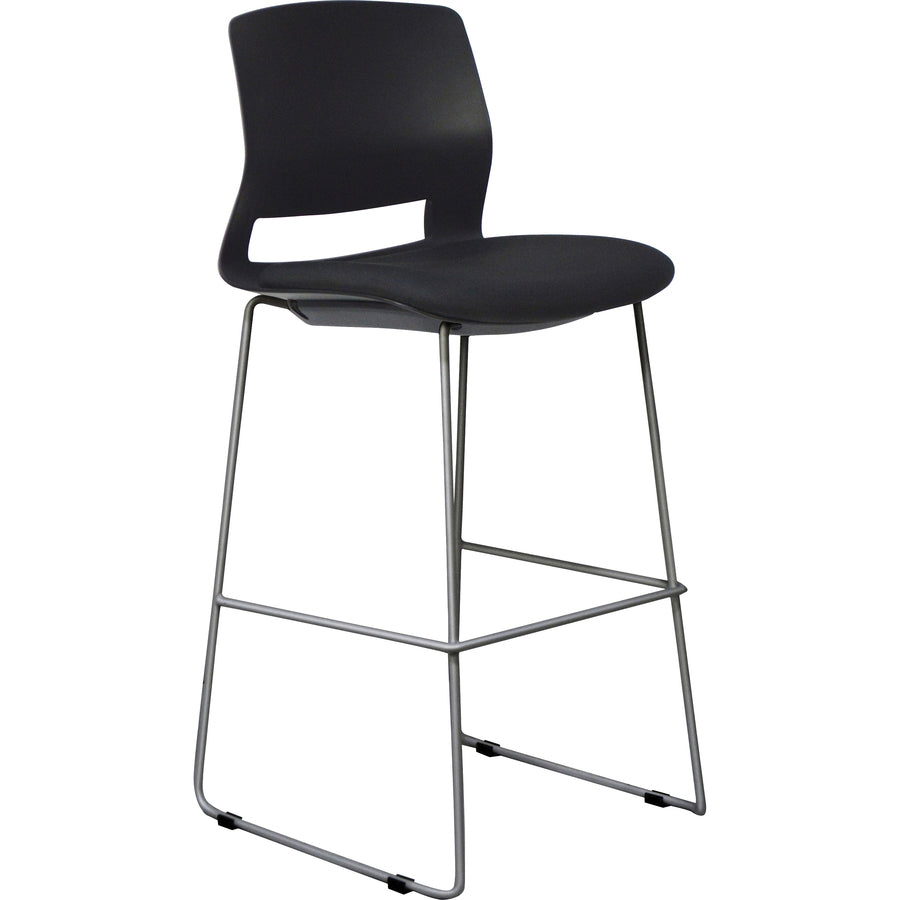 Lorell Arctic Series Bar Stools - Black Fabric, Foam Seat - Black Back - 2 / Carton - 4