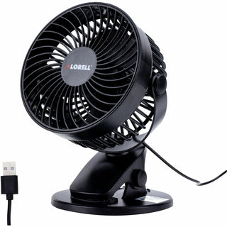 Lorell USB Personal Fan - 127 mm Diameter - 2 Speed - Breeze Mode, Quiet, Adjustable Tilt Head - 7.7" Height x 5.8" Width - Black