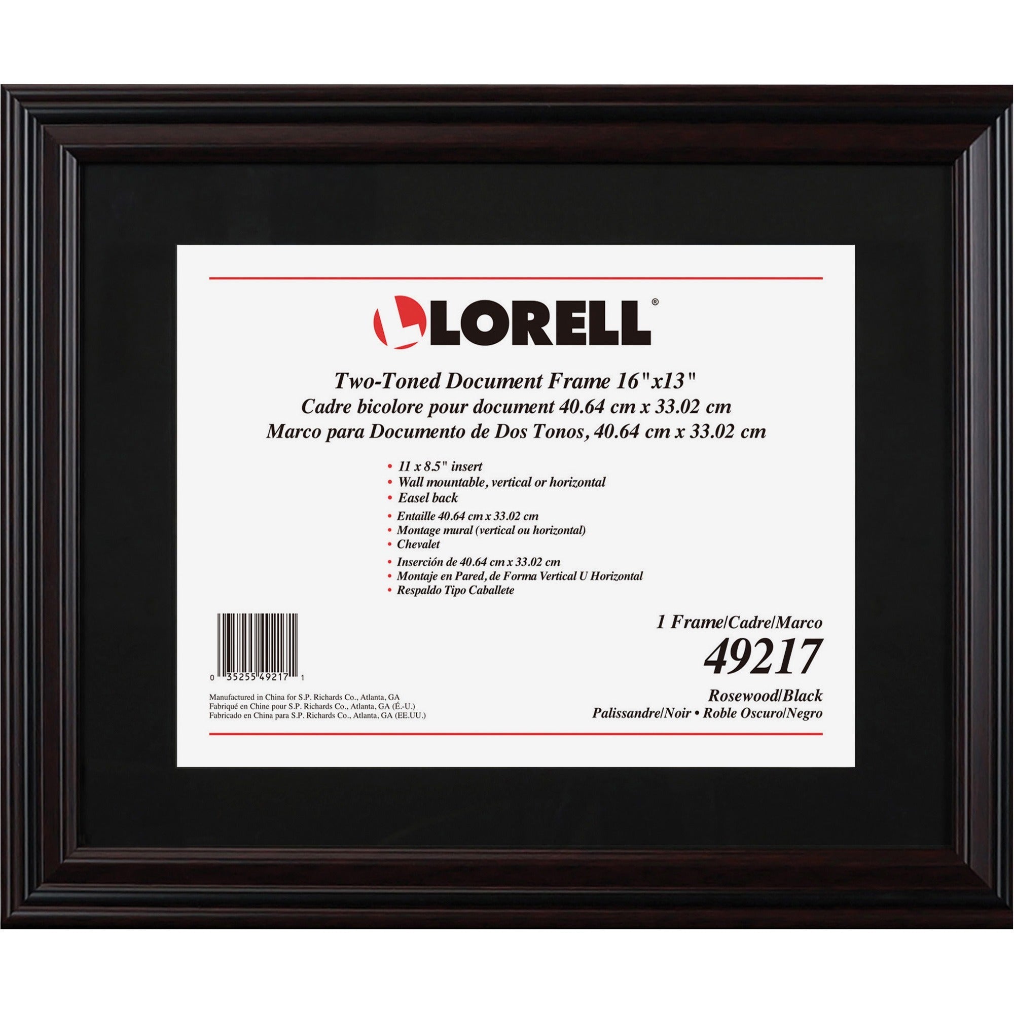 lorell-2-toned-certificate-frame-13-x-16-frame-size-holds-850-x-11-insert-rectangle-desktop-horizontal-vertical-1-each-rosewood_llr49217 - 2