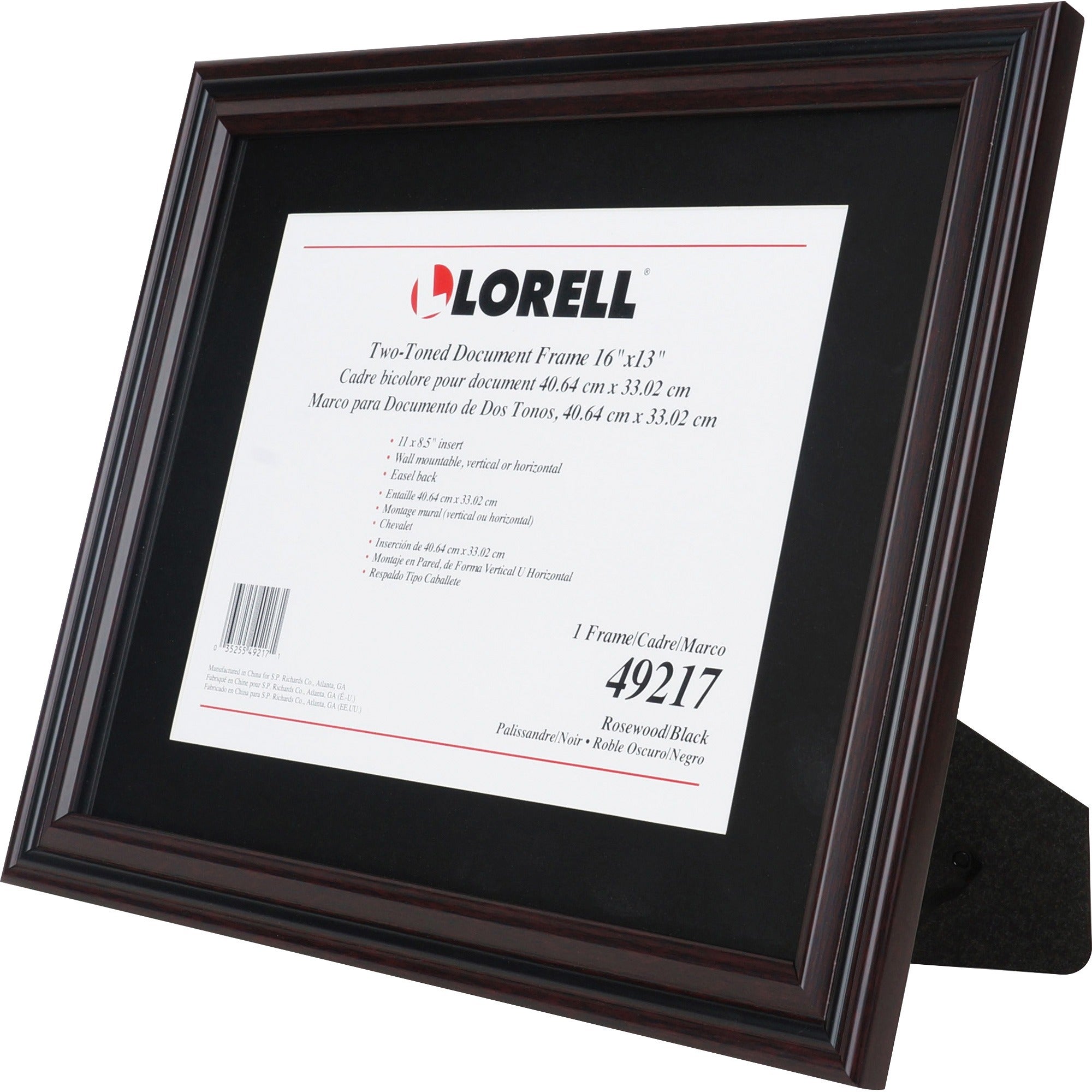 lorell-2-toned-certificate-frame-13-x-16-frame-size-holds-850-x-11-insert-rectangle-desktop-horizontal-vertical-1-each-rosewood_llr49217 - 1