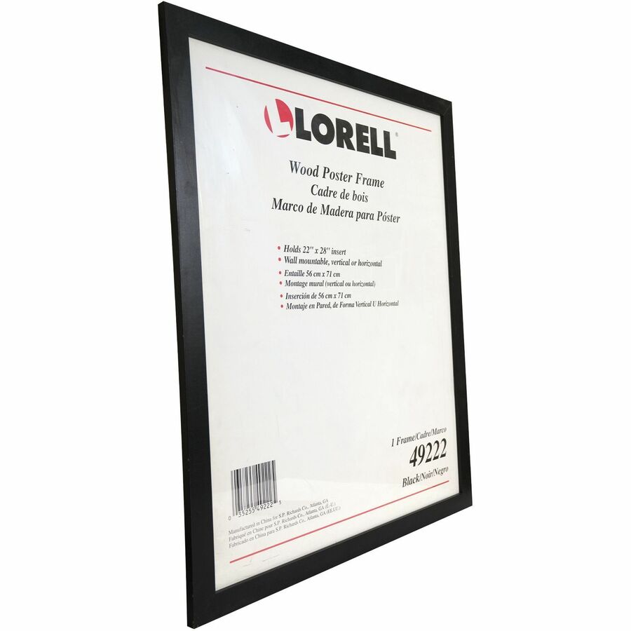 Lorell Solid Wood Poster Frame - 22" x 28" Frame Size - Rectangle - Horizontal, Vertical - 1 Each - Black