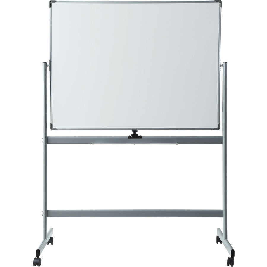 Lorell Double-sided Magnetic Whiteboard Easel - 72" (6 ft) Width x 48" (4 ft) Height - White Surface - Rectangle - Floor Standing - Magnetic - 1 Each