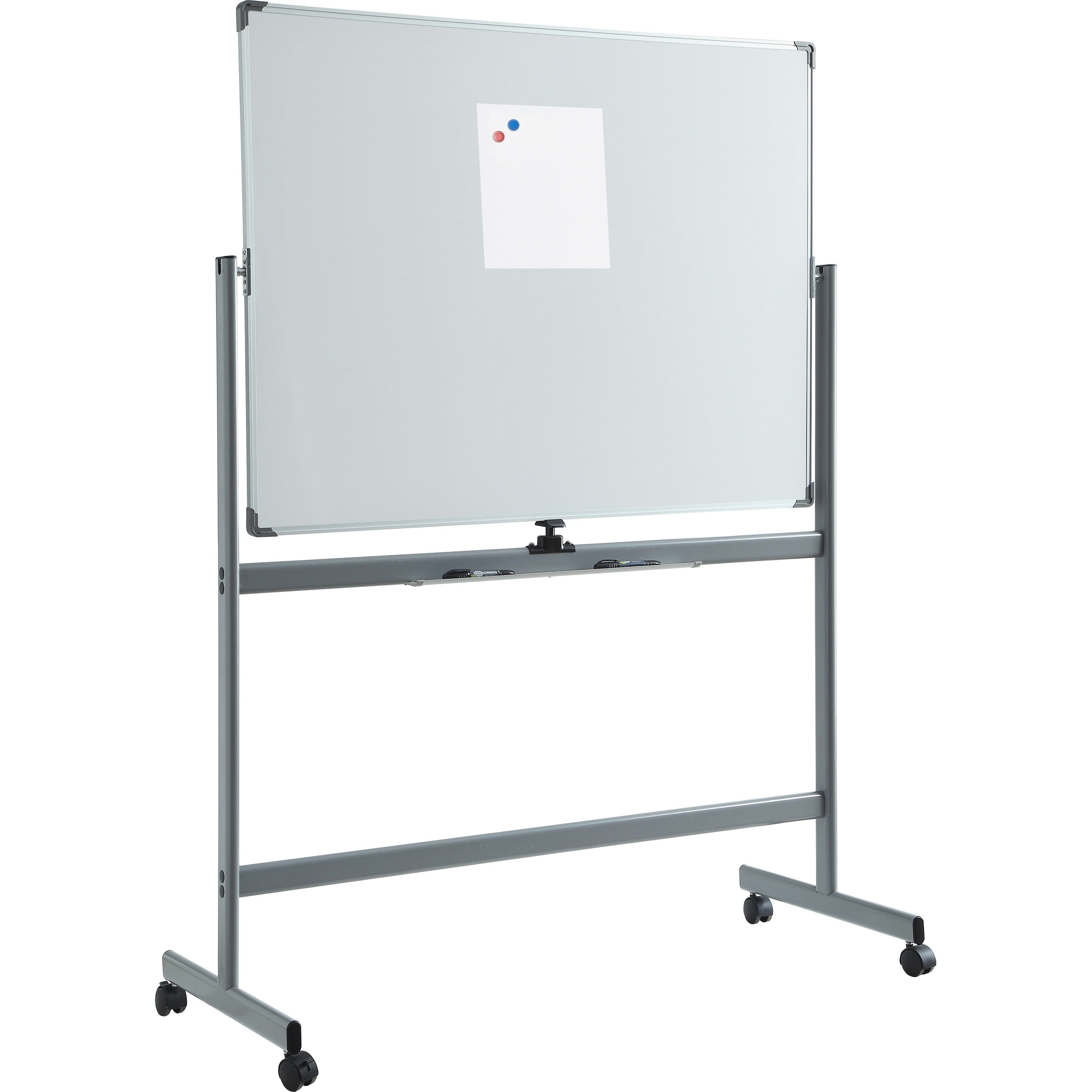 lorell-double-sided-magnetic-whiteboard-easel-72-6-ft-width-x-48-4-ft-height-white-surface-rectangle-floor-standing-magnetic-1-each_llr52569 - 3