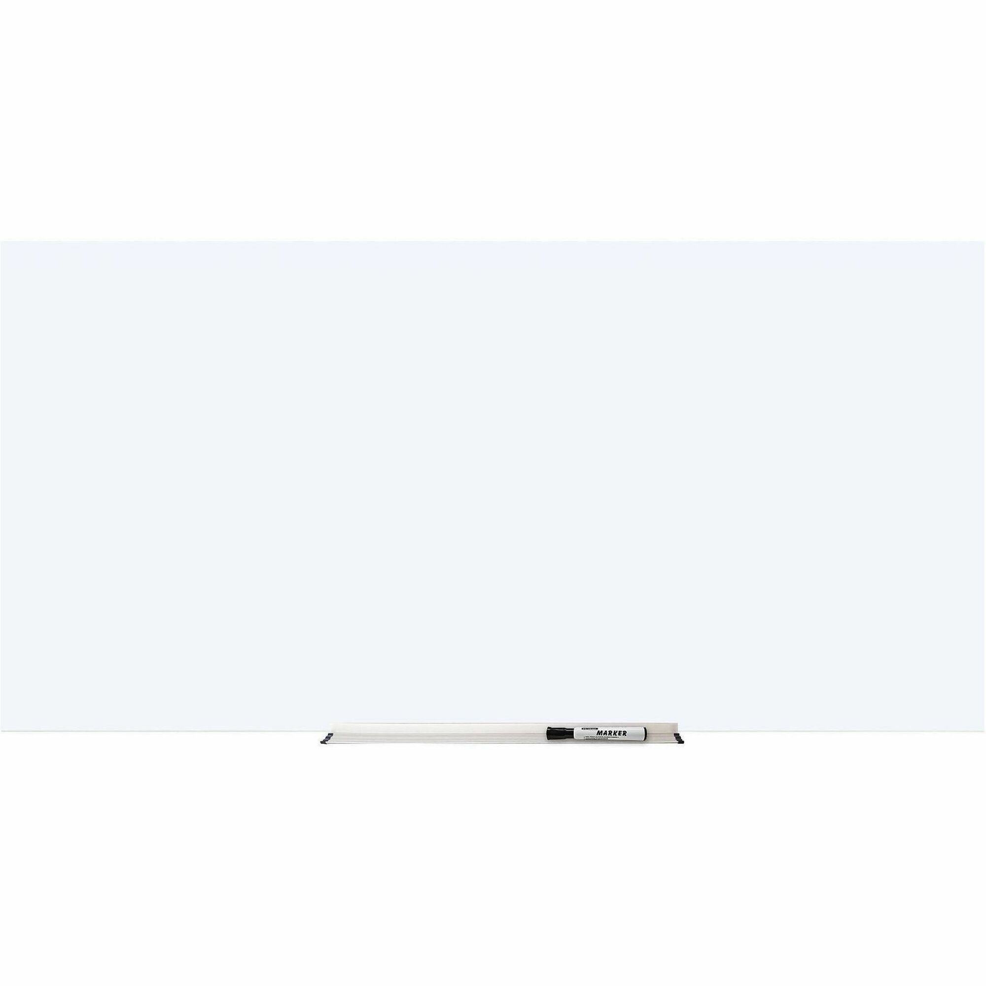 Lorell Magnetic Glass Dry-Erase Board - 96" (8 ft) Width x 48" (4 ft) Height - White Glass Surface - Rectangle - Magnetic - 1 Each