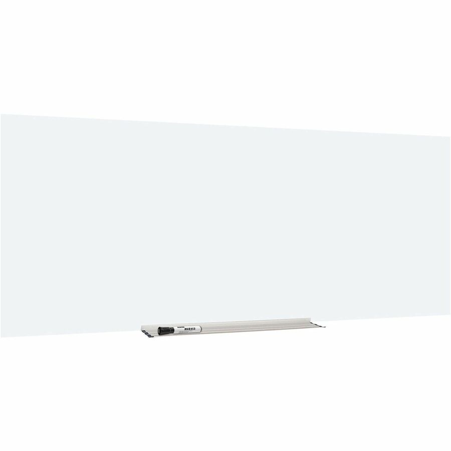 Lorell Magnetic Glass Dry-Erase Board - 96" (8 ft) Width x 48" (4 ft) Height - White Glass Surface - Rectangle - Magnetic - 1 Each