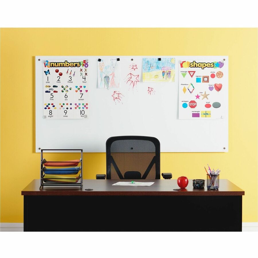 Lorell Premium Glass Dry-Erase Board - 96" (8 ft) Width x 48" (4 ft) Height - White Glass Surface - Rectangle - 1 Each