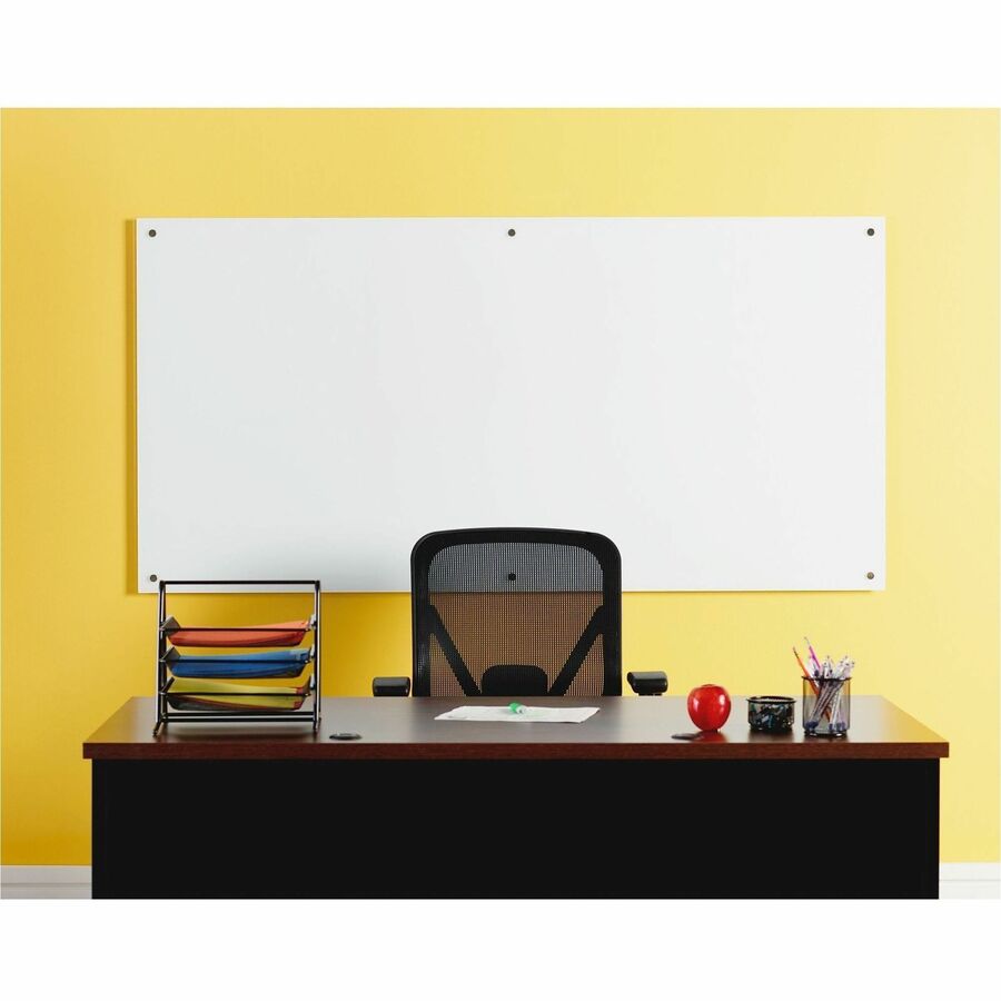 Lorell Premium Glass Dry-Erase Board - 96" (8 ft) Width x 48" (4 ft) Height - White Glass Surface - Rectangle - 1 Each
