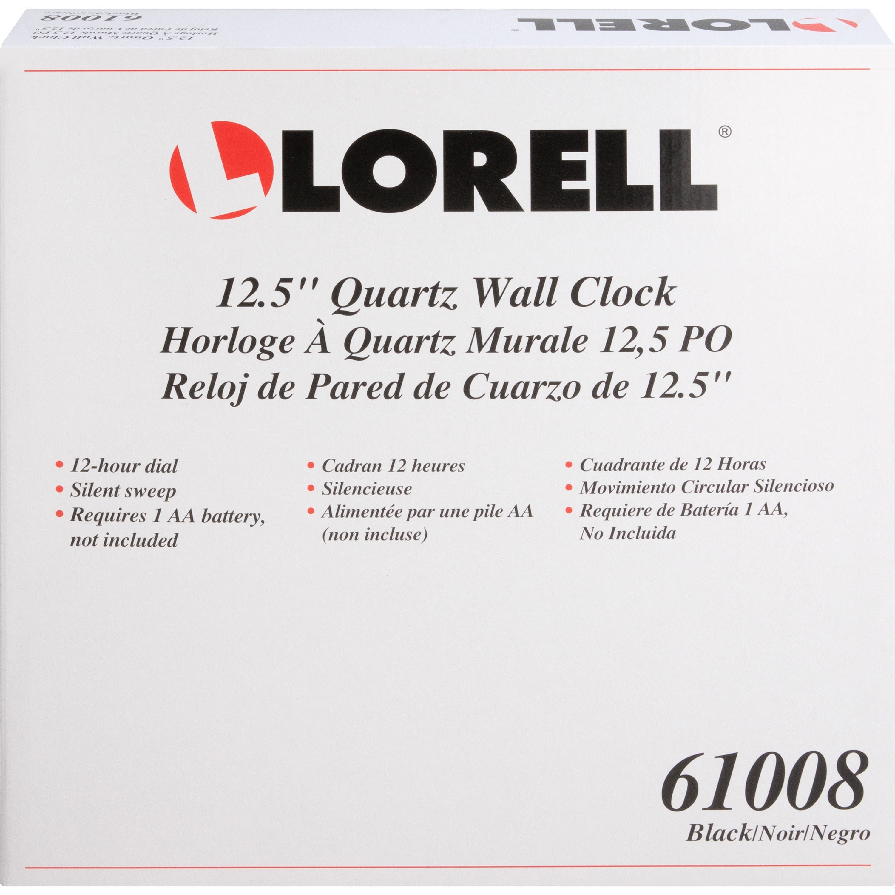lorell-12-1-2-slimline-wall-clock-analog-quartz-black-modern-style_llr61008 - 2