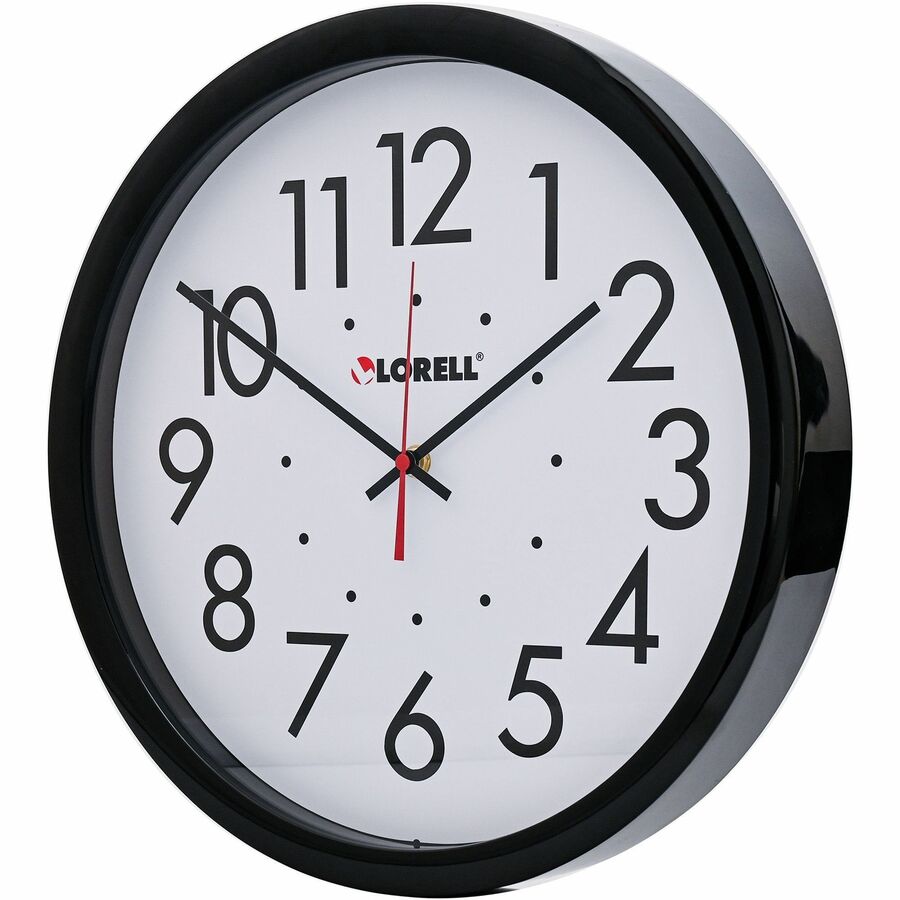 Lorell 14-1/2" Self-Set Wall Clock - Analog - Quartz - White Main Dial - Black