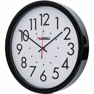 Lorell 14-1/2" Self-Set Wall Clock - Analog - Quartz - White Main Dial - Black