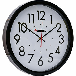 Lorell 14-1/2" Self-Set Wall Clock - Analog - Quartz - White Main Dial - Black