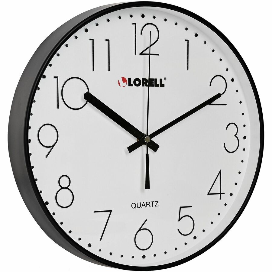Lorell 12" Round Quiet Wall Clock - Analog - Quartz - Black