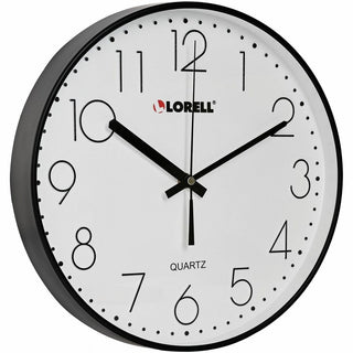 Lorell 12" Round Quiet Wall Clock - Analog - Quartz - Black