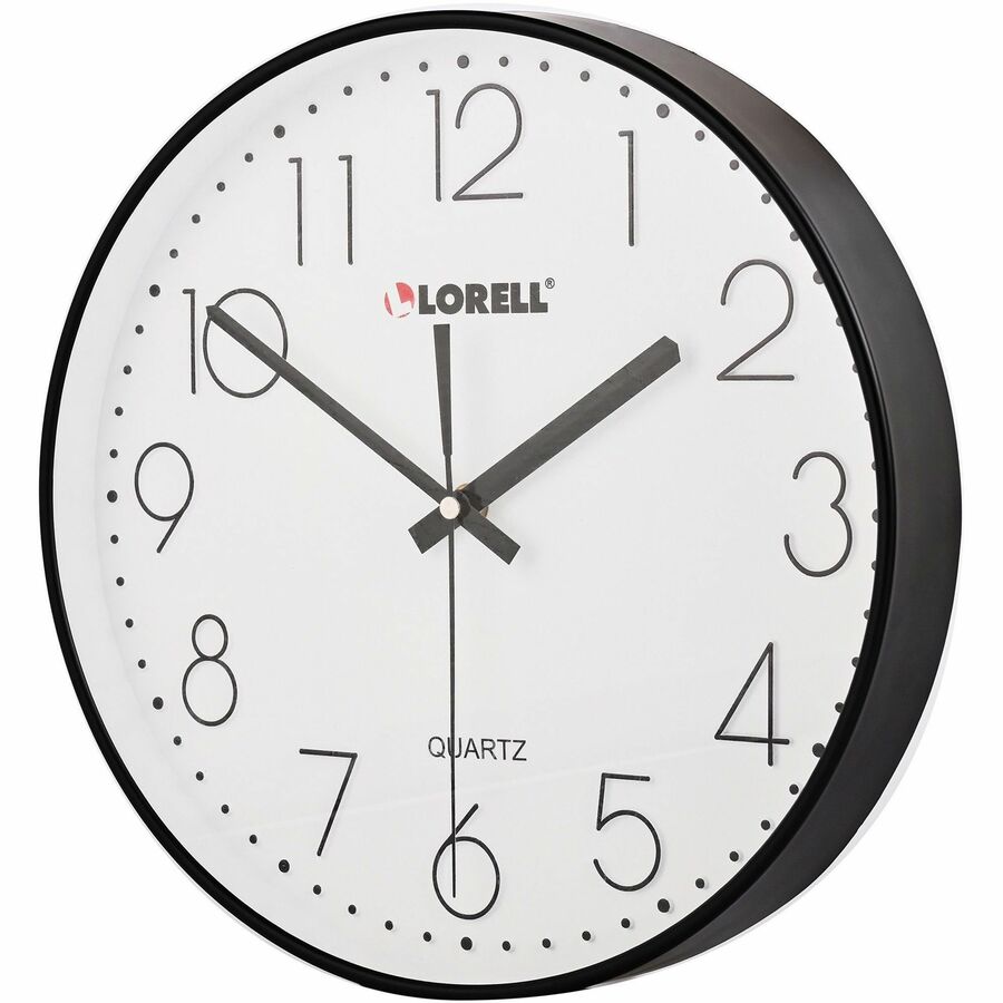 Lorell 12" Round Quiet Wall Clock - Analog - Quartz - Black
