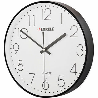 Lorell 12" Round Quiet Wall Clock - Analog - Quartz - Black