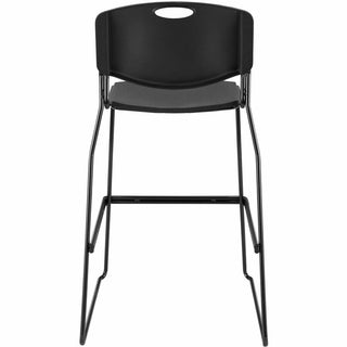 Lorell Heavy-duty Bistro Stack Chairs - Black Plastic Seat - Black Plastic Back - Black Steel Frame - 2 / Carton