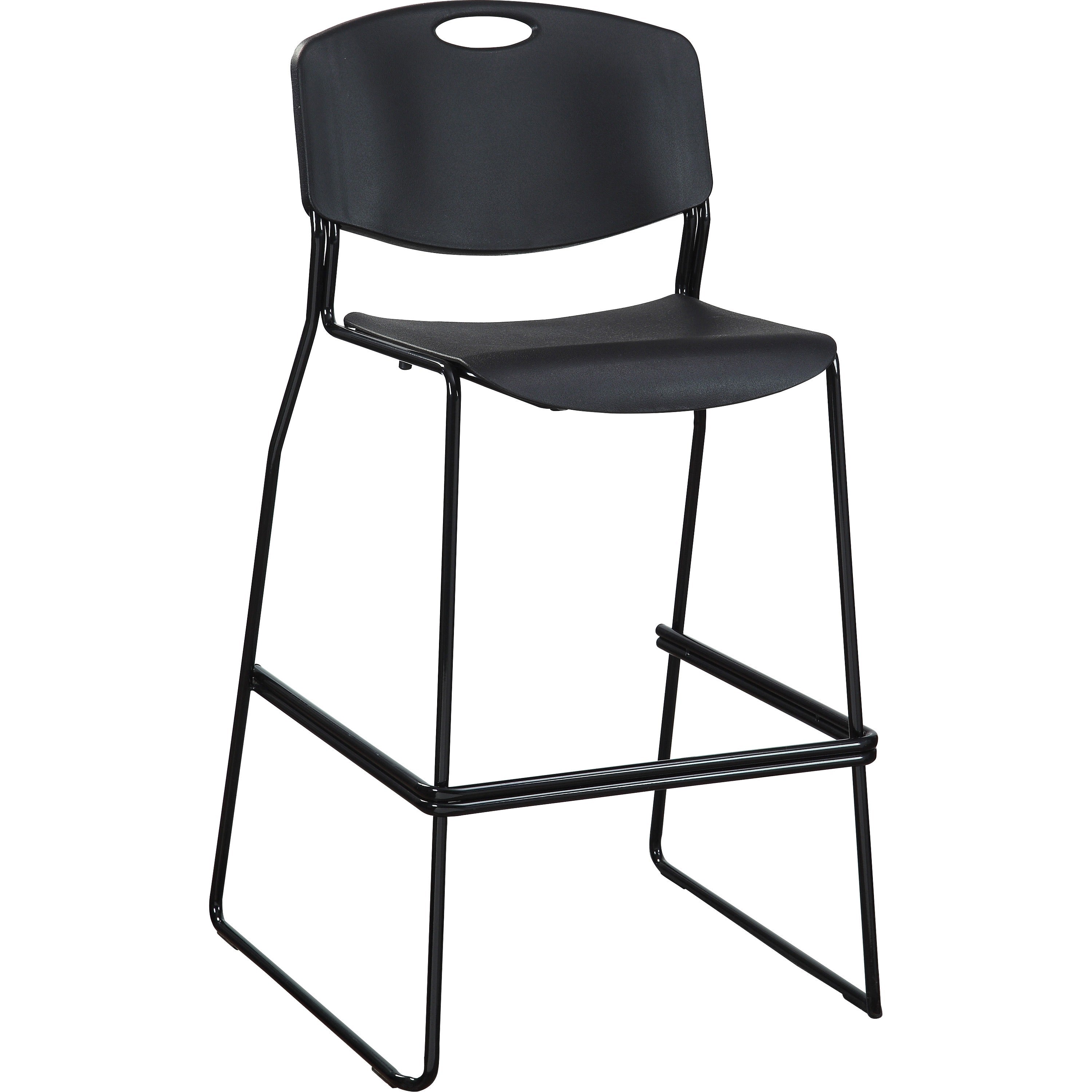 lorell-heavy-duty-bistro-stack-chairs-black-plastic-seat-black-plastic-back-black-steel-frame-2-carton_llr62535 - 1