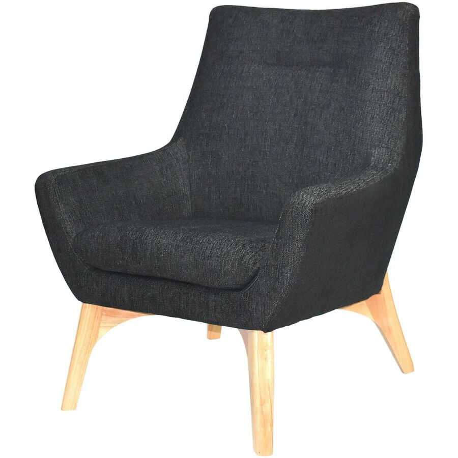 Lorell Quintessence Collection Upholstered Chair - Black Seat - Black Back - Low Back - Four-legged Base - 1 Each