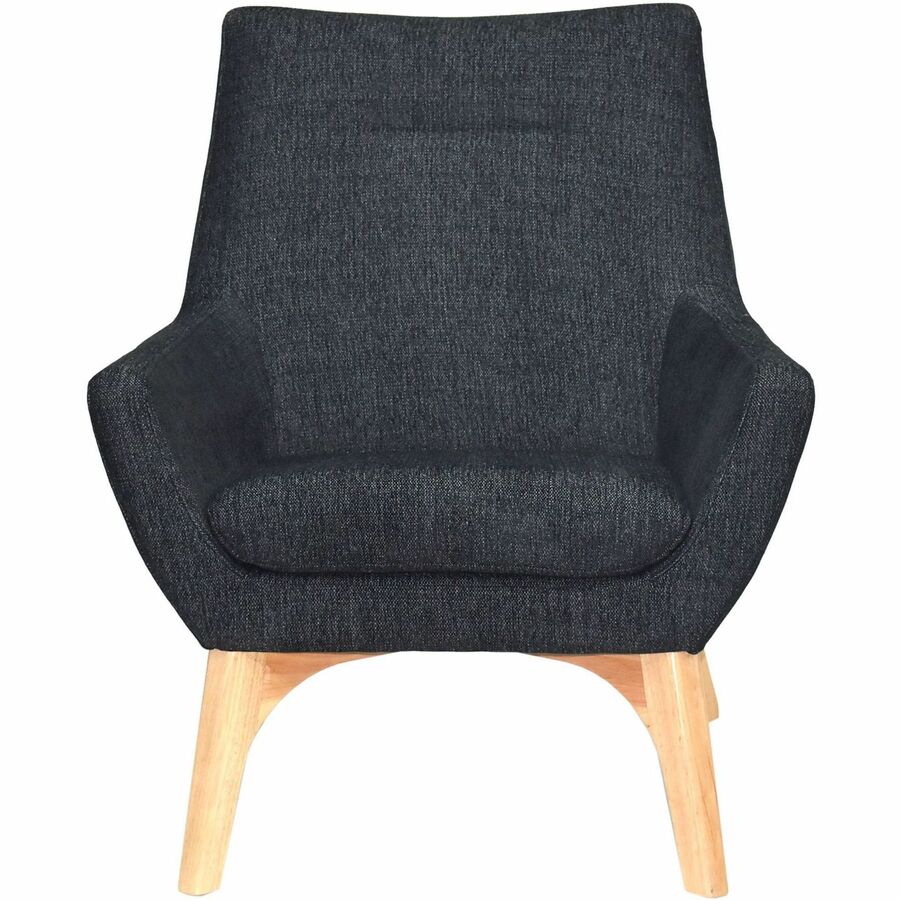 Lorell Quintessence Collection Upholstered Chair - Black Seat - Black Back - Low Back - Four-legged Base - 1 Each