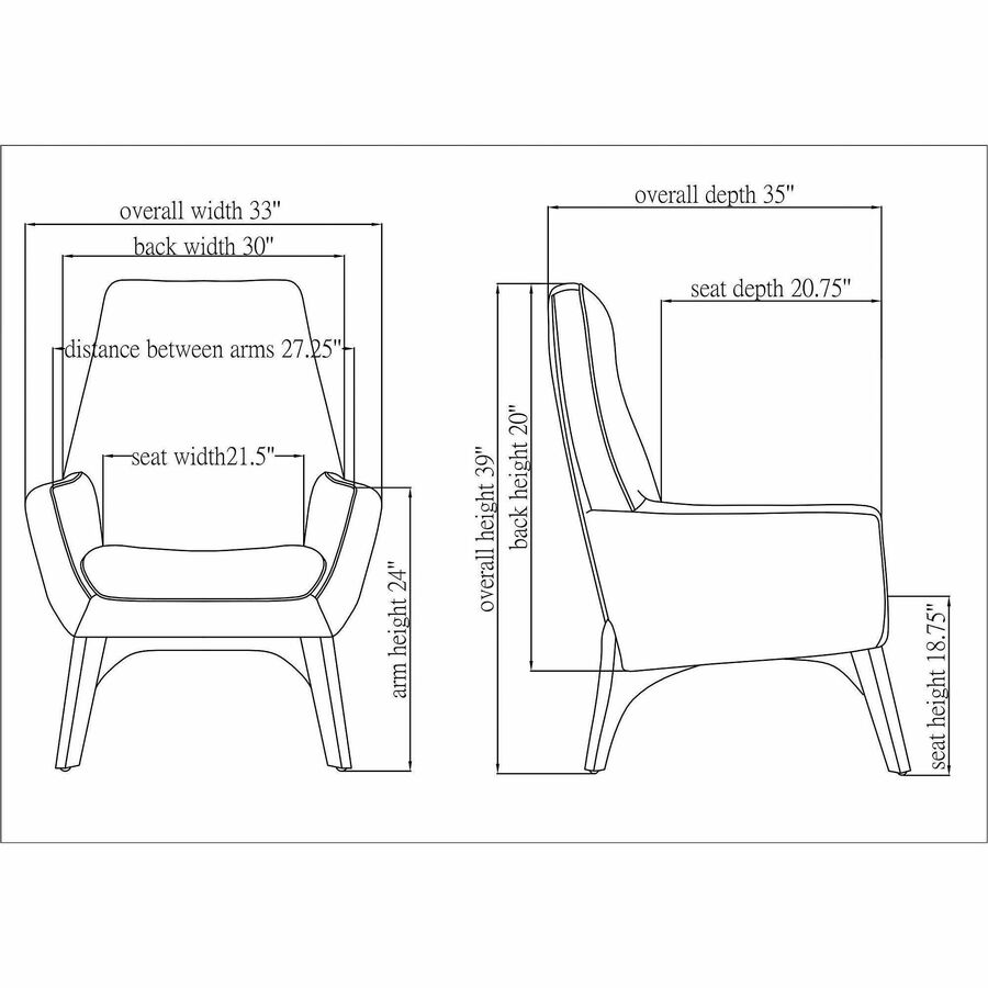 Lorell Quintessence Collection Upholstered Chair - Gray Seat - Gray Back - Low Back - Four-legged Base - 1 Each