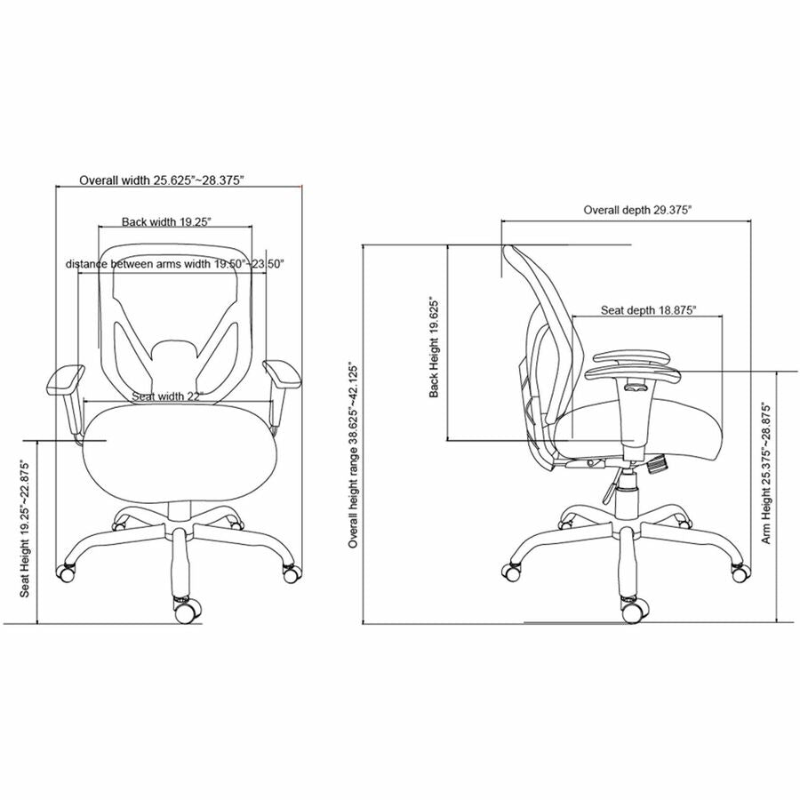 SOHO SOHO Big & Tall Mesh Back Chair - Black Fabric Seat - Black Back - 5-star Base - 1 Each