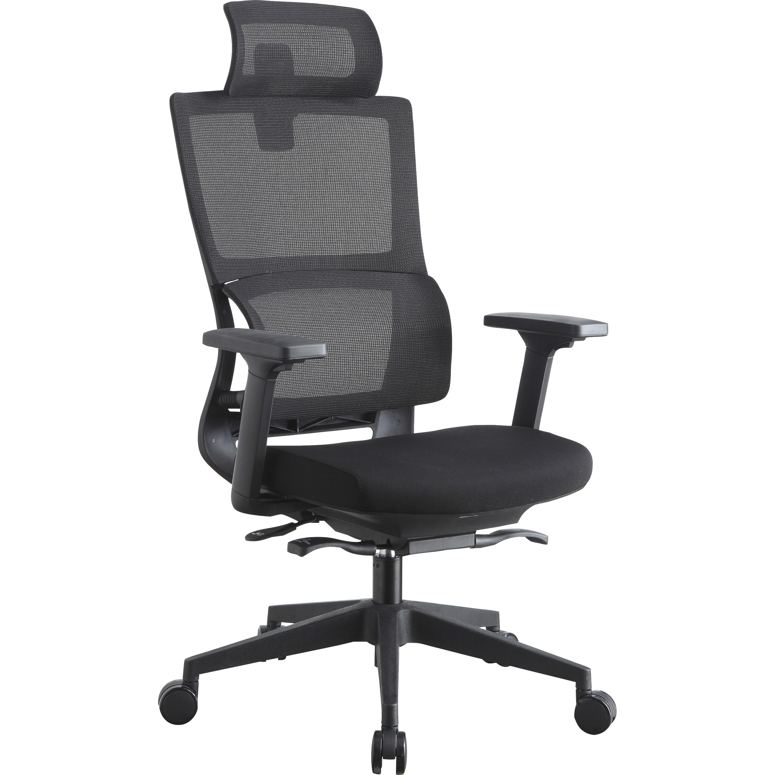 lorell-mesh-high-back-chair-w-headrest-black-seat-black-mesh-back-high-back-5-star-base-1-each_llr81998 - 1