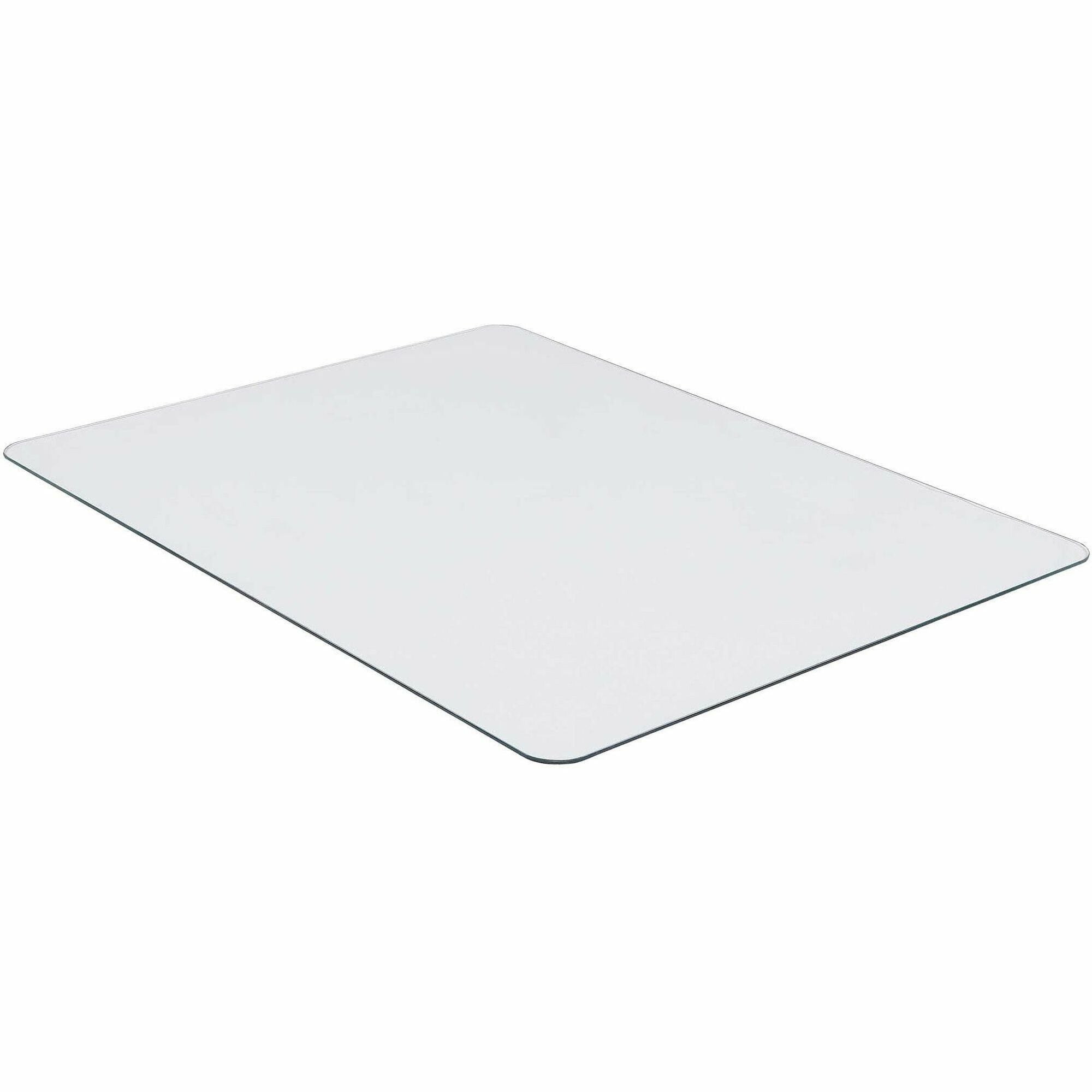 Lorell Tempered Glass Chairmat - Floor, Pile Carpet, Hardwood Floor, Marble - 36" Length x 46" Width x 0.250" Thickness - Rectangular - Tempered Glass - Clear - 1Each