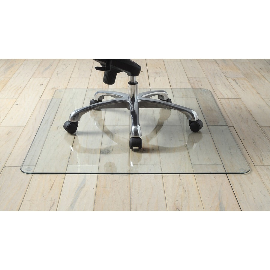 Lorell Tempered Glass Chairmat - Carpet, Hardwood Floor, Marble, Hard Floor - 60" Length x 48" Width x 0.250" Thickness - Rectangular - Tempered Glass - Clear - 1Each - 7