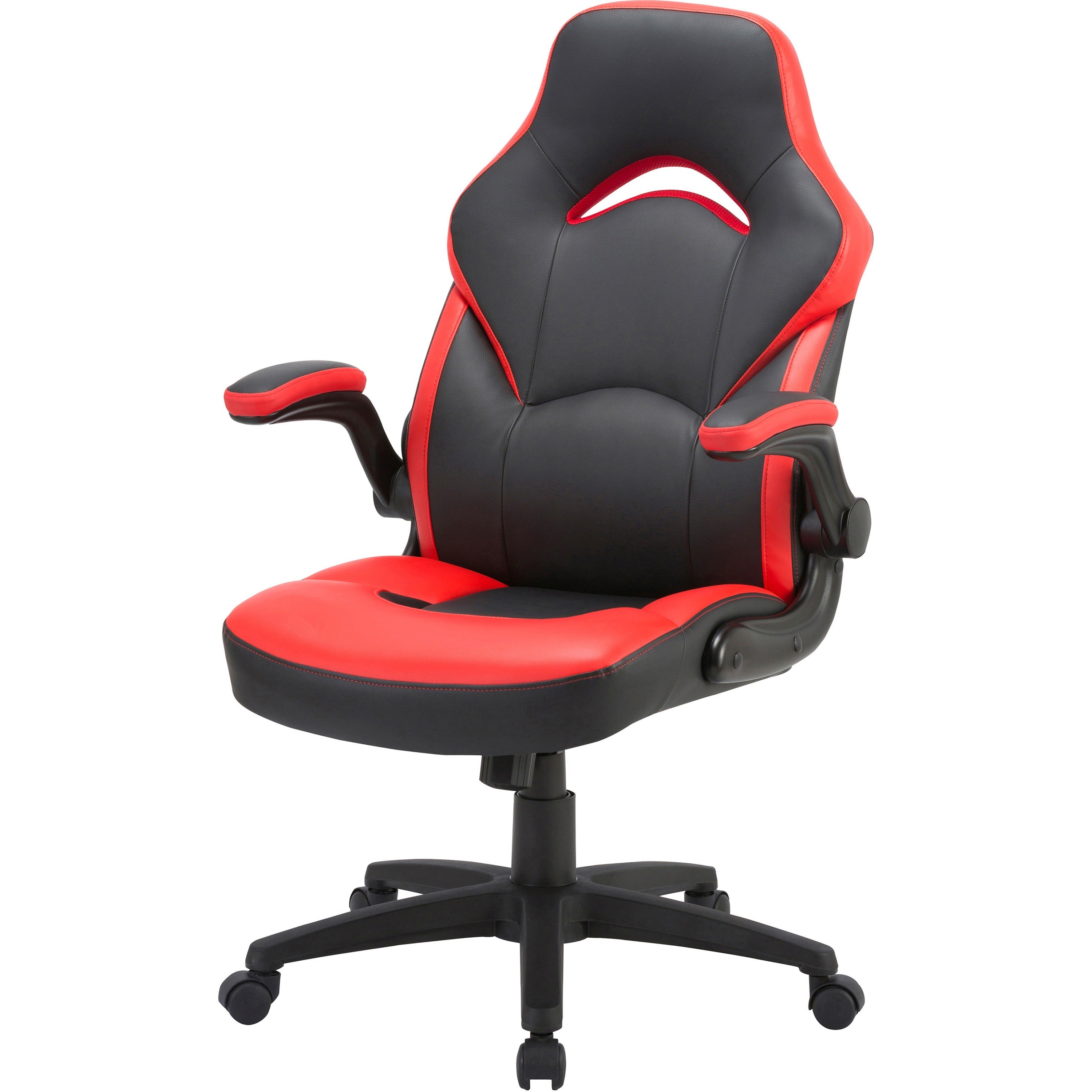 lorell-bucket-seat-high-back-gaming-chair-red-black-seat-red-black-back-5-star-base-28-length-x-205-width-x-475-height_llr84387 - 4