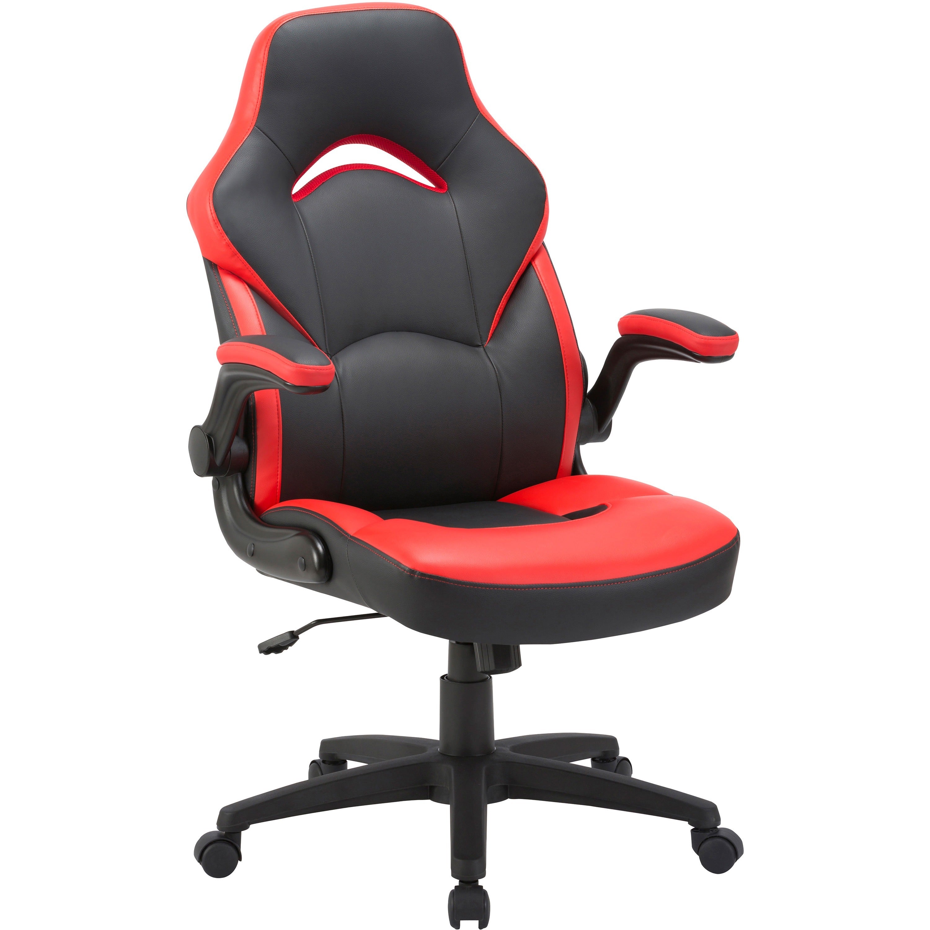 lorell-bucket-seat-high-back-gaming-chair-red-black-seat-red-black-back-5-star-base-28-length-x-205-width-x-475-height_llr84387 - 1