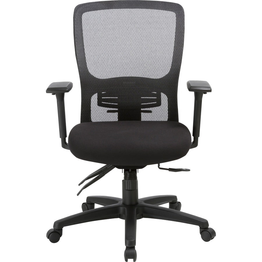 Lorell Ratchet High-back Mesh Chair - Black Seat - Black Mesh Back - High Back - 5-star Base - 1 Each