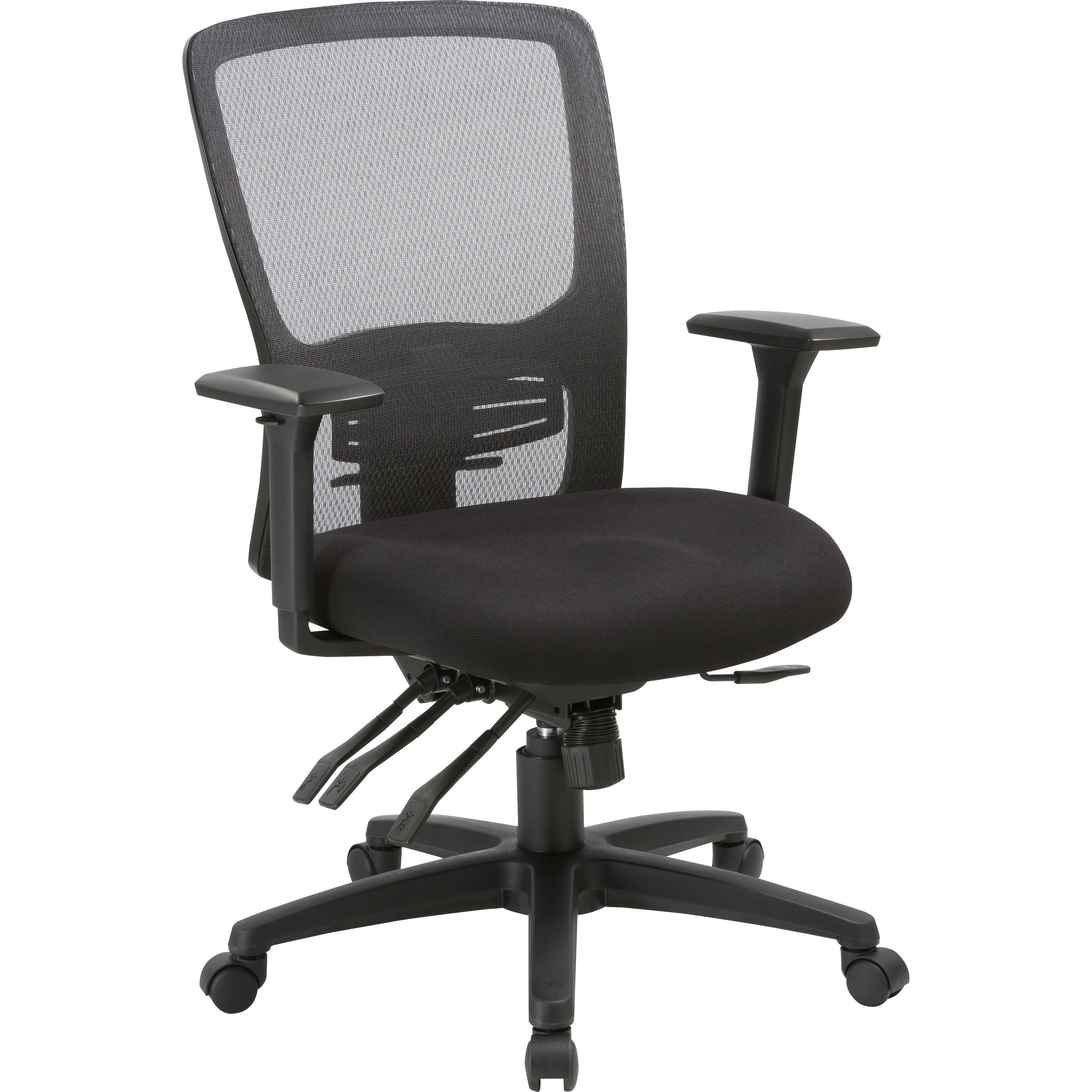 lorell-ratchet-high-back-mesh-chair-black-seat-black-mesh-back-high-back-5-star-base-1-each_llr86220 - 1