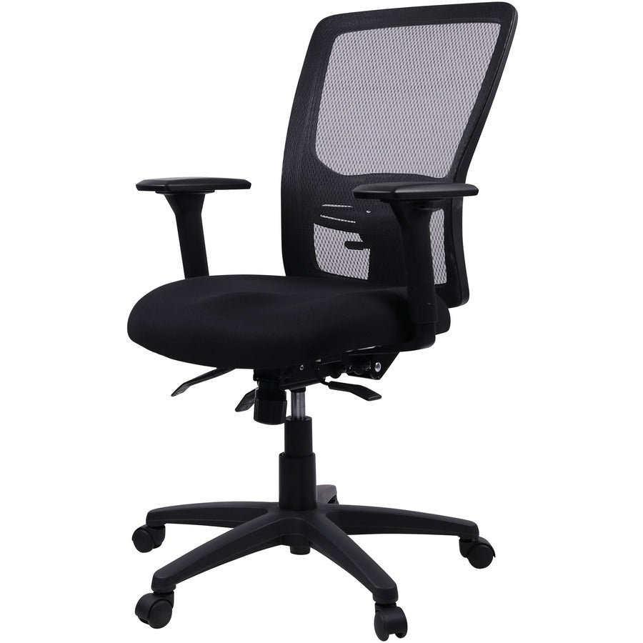 Lorell Ratchet High-back Mesh Chair - Black Seat - Black Mesh Back - High Back - 5-star Base - 1 Each