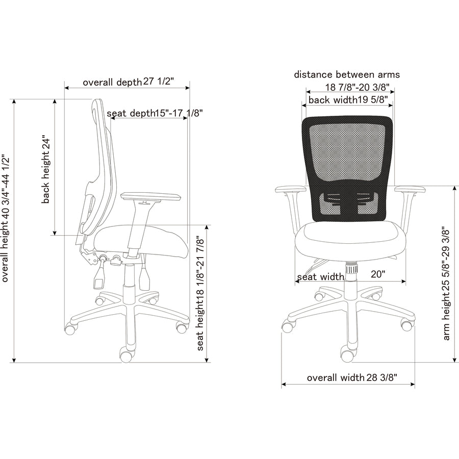 Lorell Ratchet High-back Mesh Chair - Black Seat - Black Mesh Back - High Back - 5-star Base - 1 Each