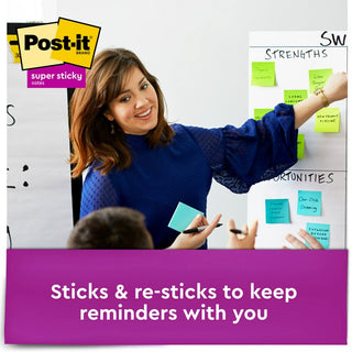 Post-it Super Sticky Notes Cube - 3" x 3" - Square - 360 Sheets per Pad - Guava, Acid Lime, Aqua Splash - Paper - Sticky, Recyclable - 1 / Pack - 5