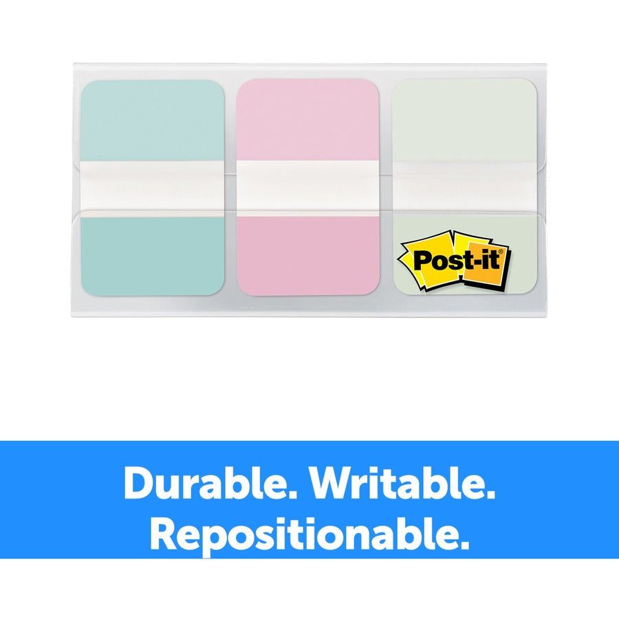 Post-it Durable Tabs - 12 Tab(s)/Set - 1" Tab Height x 1.50" Tab Width - Blue, Pink, Green Tab(s) - Removable - 36 / Pack