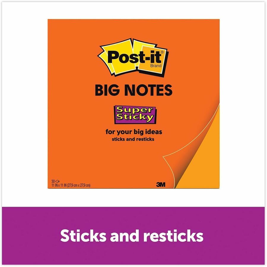 Big Notes, Unruled, 11 x 11, Orange, 30 Sheets