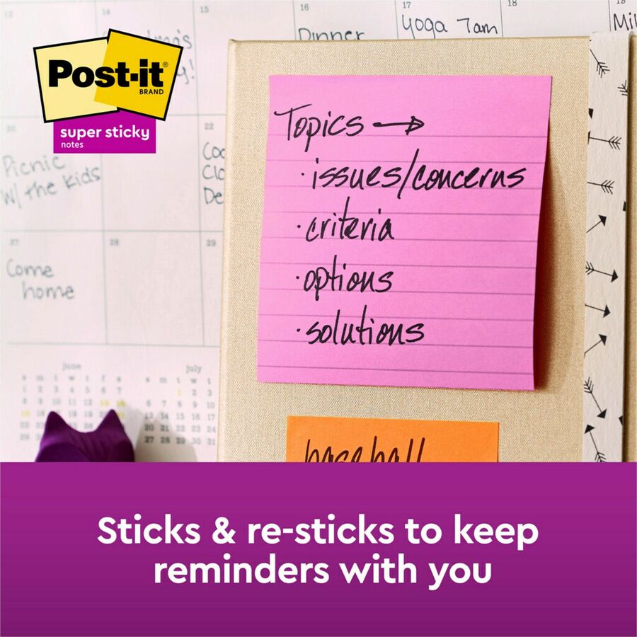 Pop-up Notes Refill, Note Ruled, 4" x 4", Neon Pink, 90 Sheets/Pad, 5 Pads/Pack