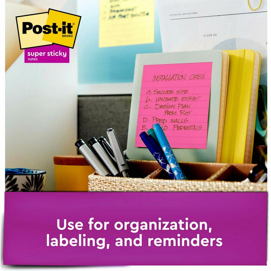 Pop-up Notes Refill, Note Ruled, 4" x 4", Neon Pink, 90 Sheets/Pad, 5 Pads/Pack