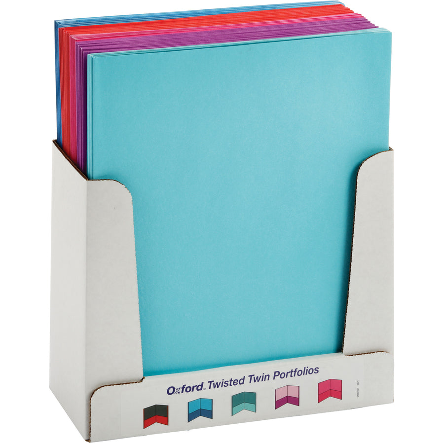 oxford-letter-recycled-pocket-folder-8-1-2-x-11-100-sheet-capacity-2-pockets-assorted-10%-recycled-50-box_oxf52074 - 2