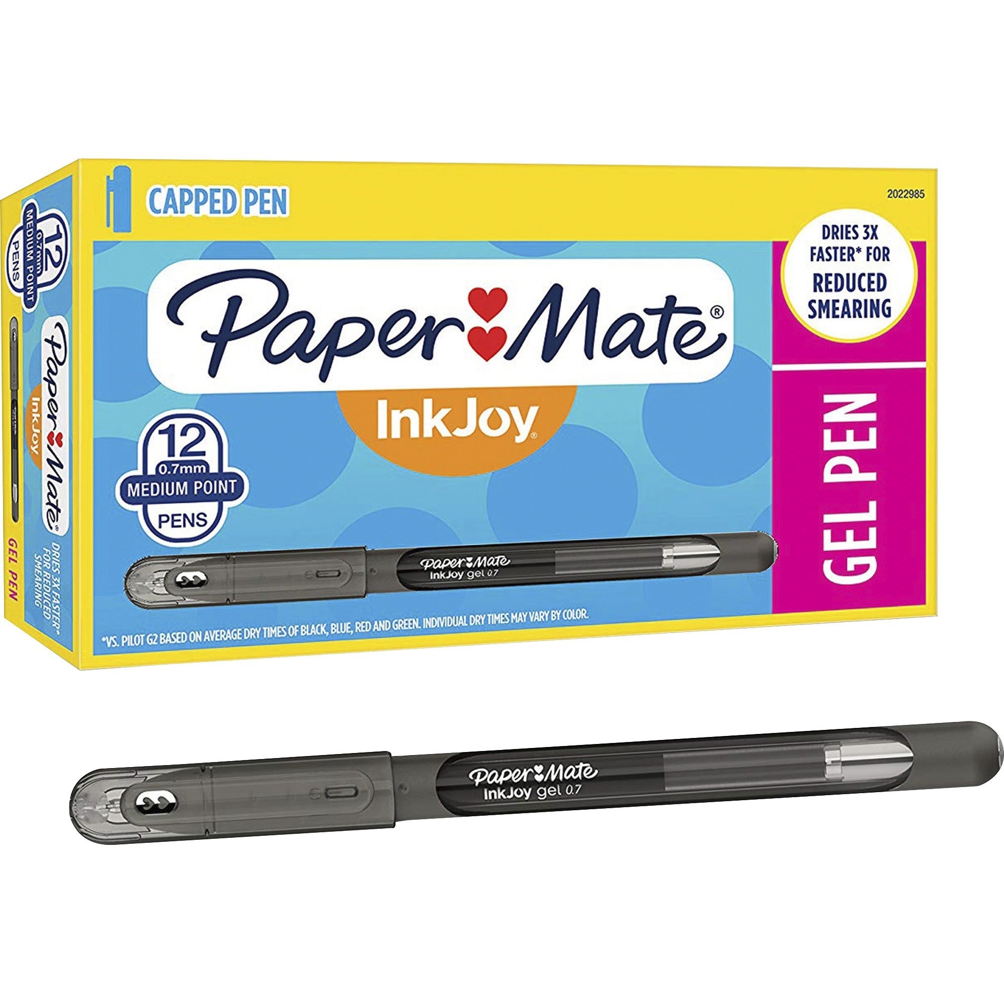 InkJoy Gel Pen, Stick, Medium 0.7 mm, Black Ink, Smoke Barrel, Dozen