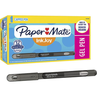 InkJoy Gel Pen, Stick, Medium 0.7 mm, Black Ink, Smoke Barrel, Dozen