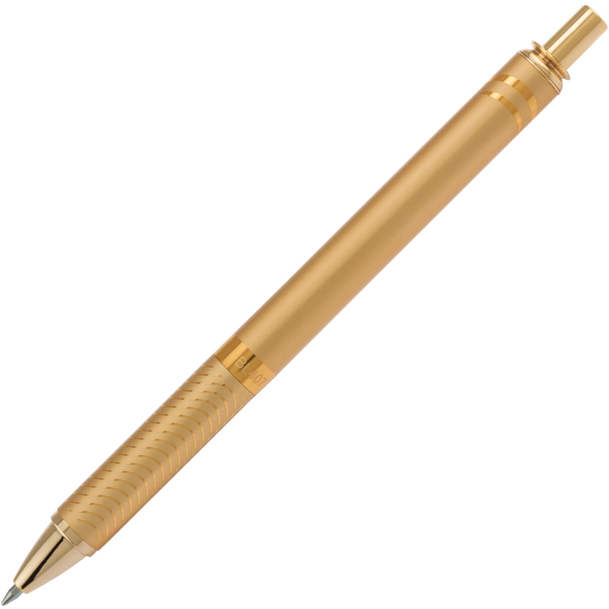 EnerGel Alloy Gel Pen, Retractable, Medium 0.7 mm, Black Ink, Gold Barrel
