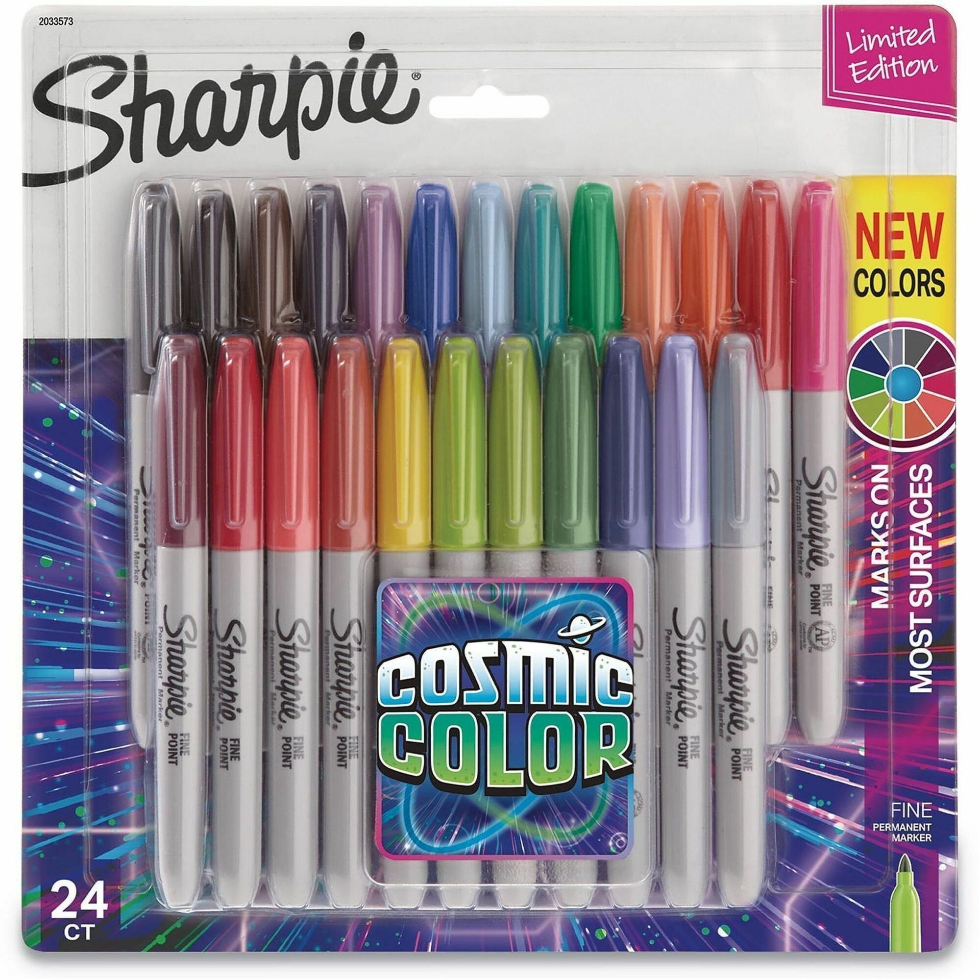 Cosmic Color Permanent Markers, Medium Bullet Tip, Assorted Cosmic Colors, 24/Pack