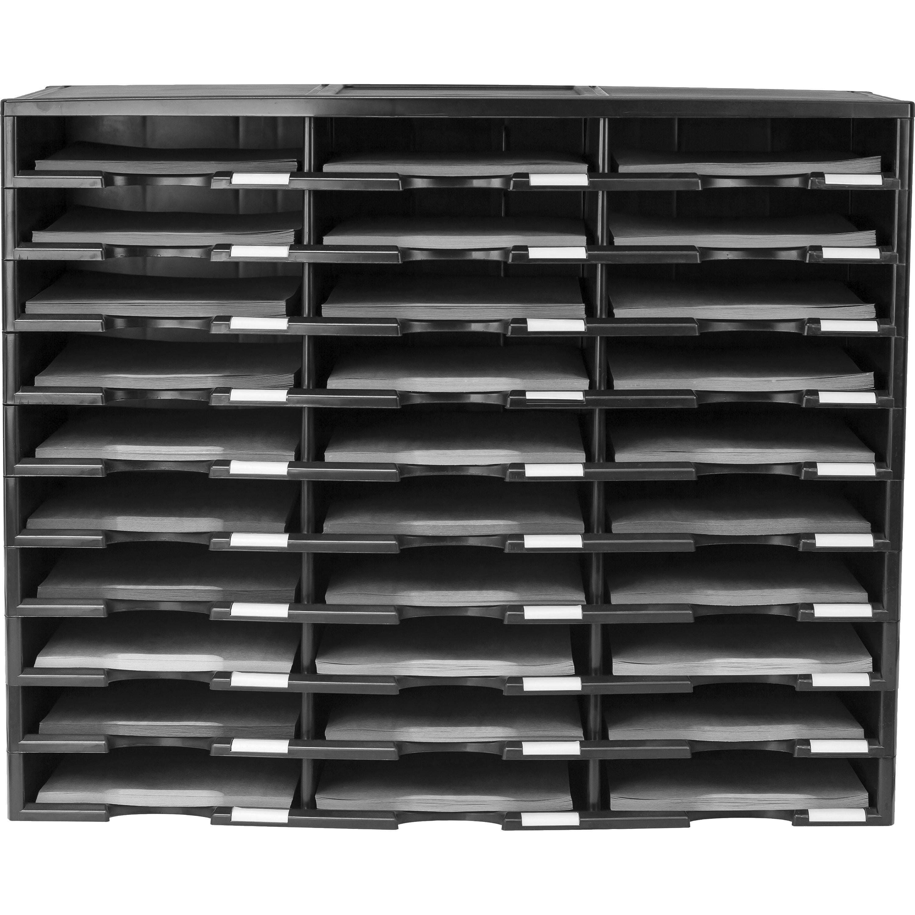 storex-stackable-literature-sorter-15000-x-sheet-30-compartments-950-x-12-255-height-x-141-width314-length-black-plastic-1-each_stx61419u01c - 1