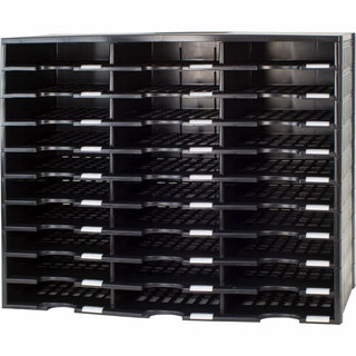Storex Stackable Literature Sorter - 15000 x Sheet - 30 Compartment(s) - 9.50" x 12" - 25.5" Height x 14.1" Width31.4" Length - Black - Plastic - 1 Each