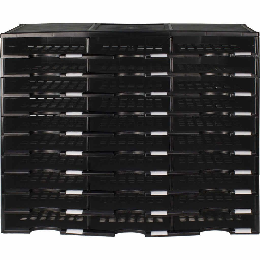 Storex Stackable Literature Sorter - 15000 x Sheet - 30 Compartment(s) - 9.50" x 12" - 25.5" Height x 14.1" Width31.4" Length - Black - Plastic - 1 Each