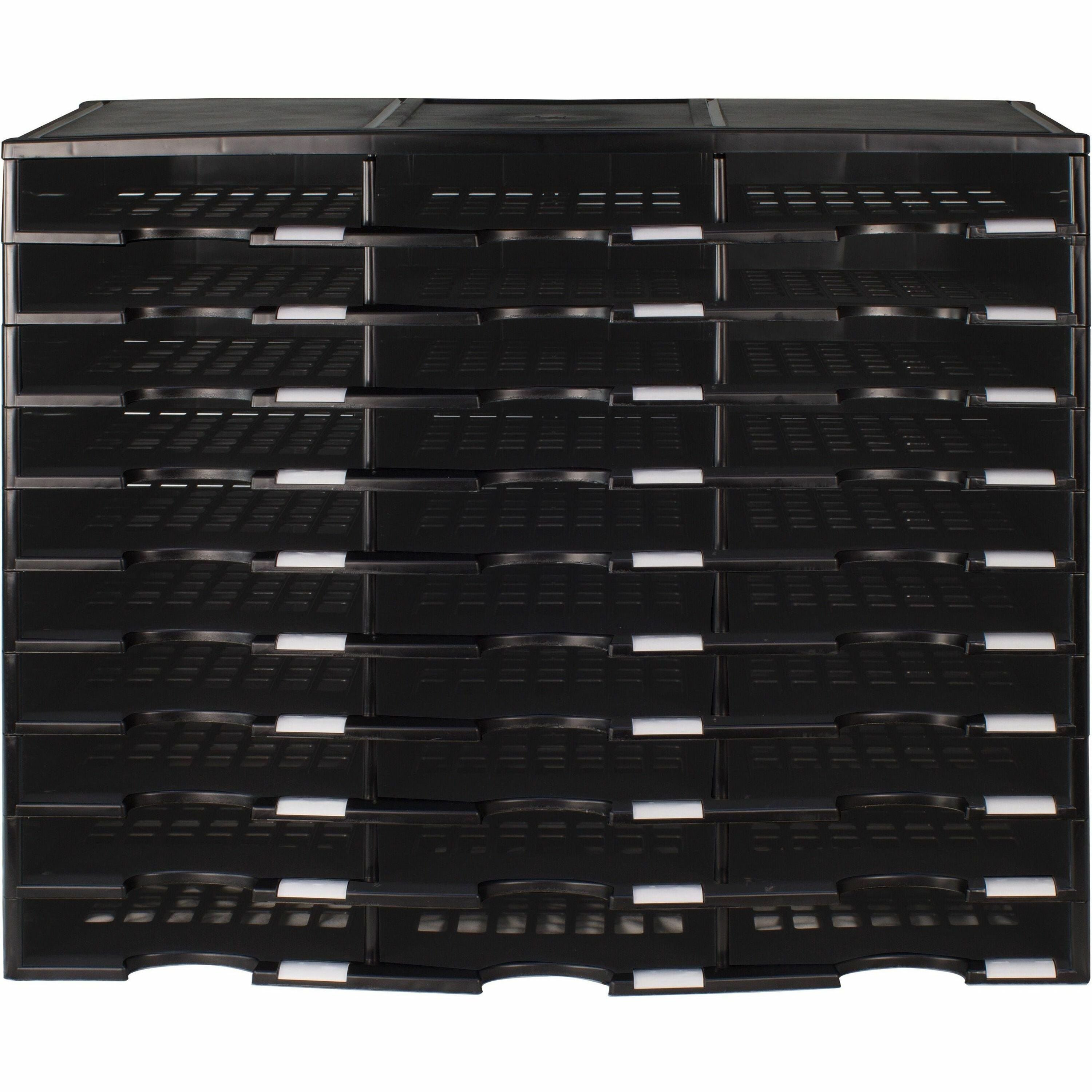 Storex Stackable Literature Sorter - 15000 x Sheet - 30 Compartment(s) - 9.50" x 12" - 25.5" Height x 14.1" Width31.4" Length - Black - Plastic - 1 Each